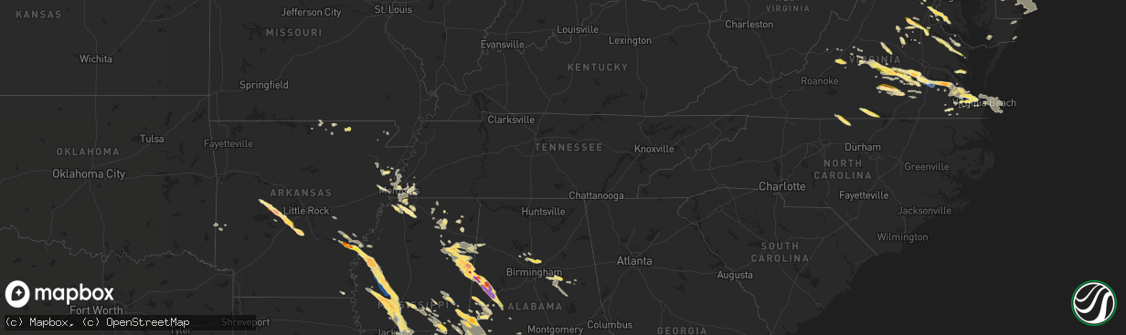 Hail map in Tennessee on June 16, 2023