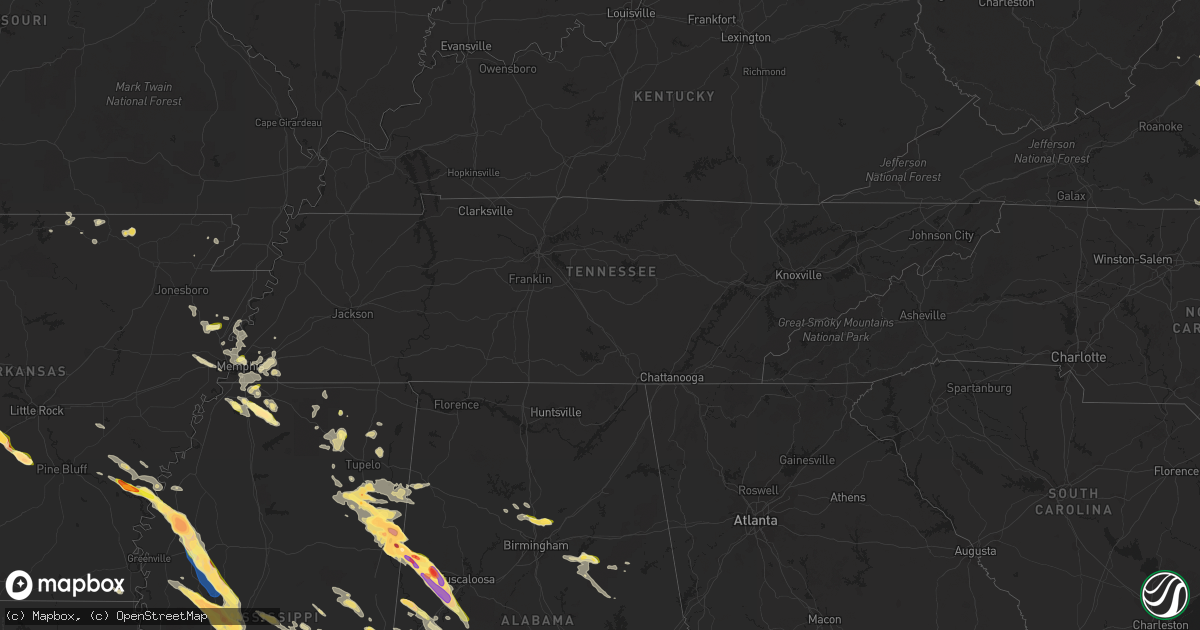 Hail map in Tennessee on June 16, 2023