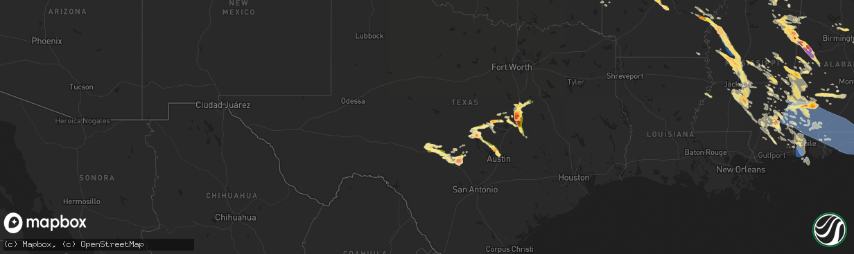 Hail map in Texas on June 16, 2023