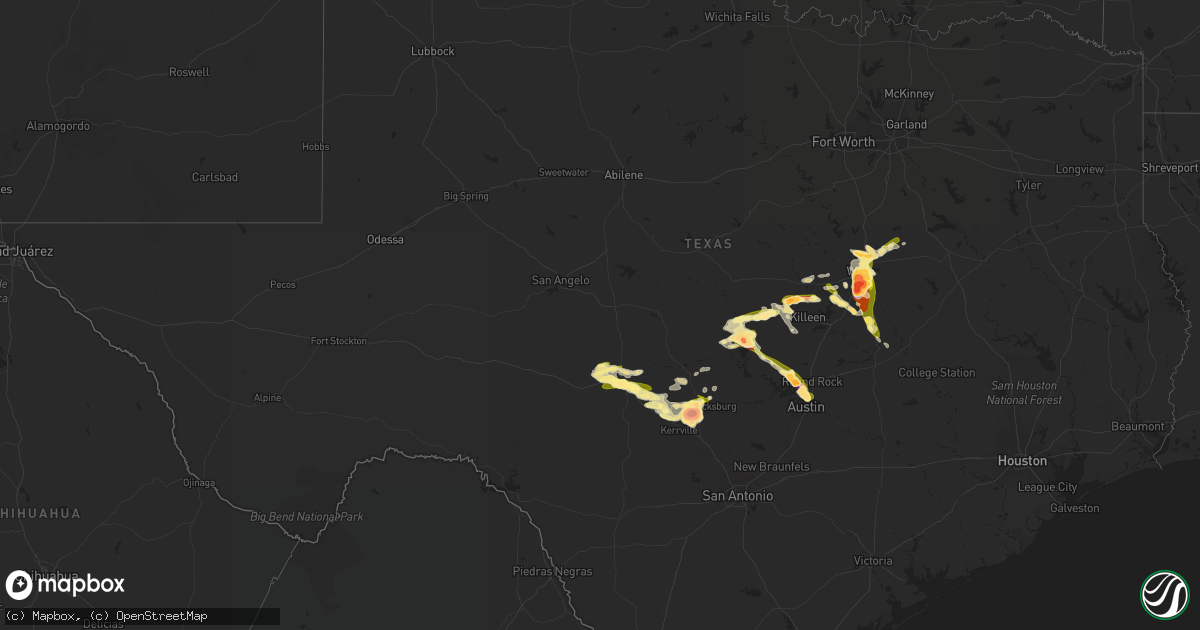 Hail map in Texas on June 16, 2023