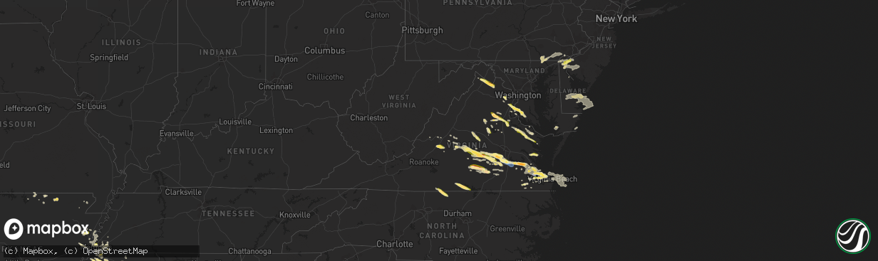Hail map in Virginia on June 16, 2023