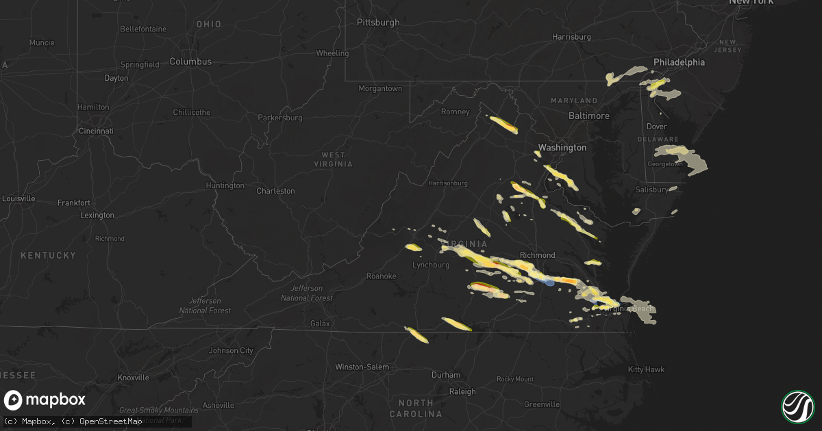 Hail map in Virginia on June 16, 2023