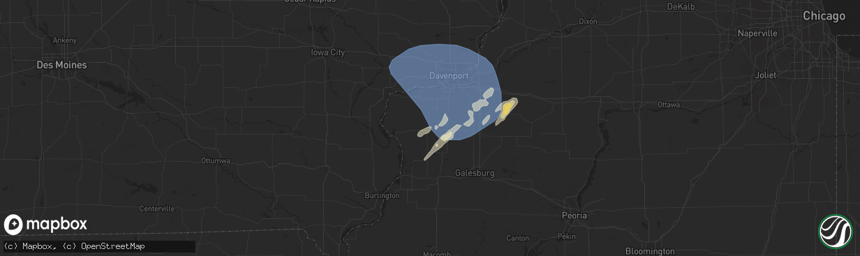 Hail map in Aledo, IL on June 16, 2024