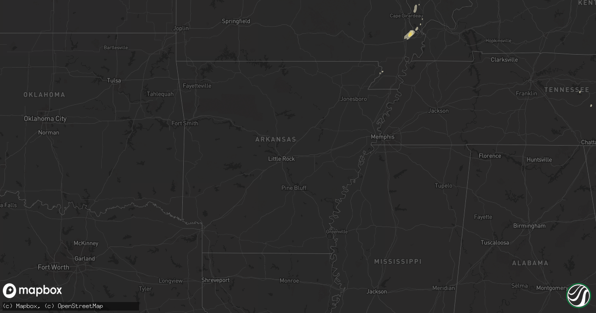 Hail map in Arkansas on June 16, 2024