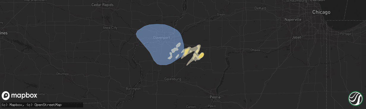 Hail map in Cambridge, IL on June 16, 2024