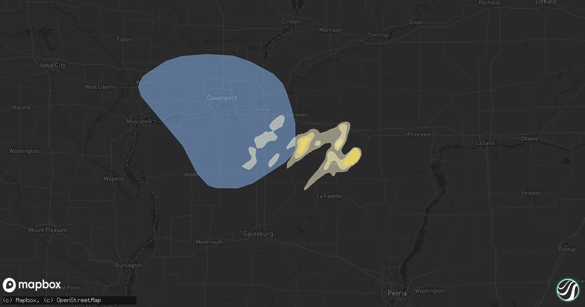Hail map in Cambridge, IL on June 16, 2024
