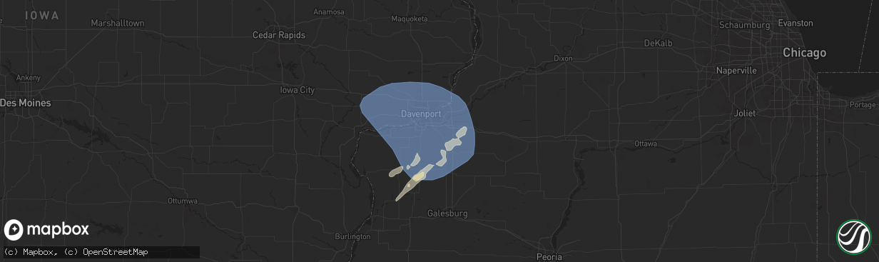 Hail map in Coal Valley, IL on June 16, 2024