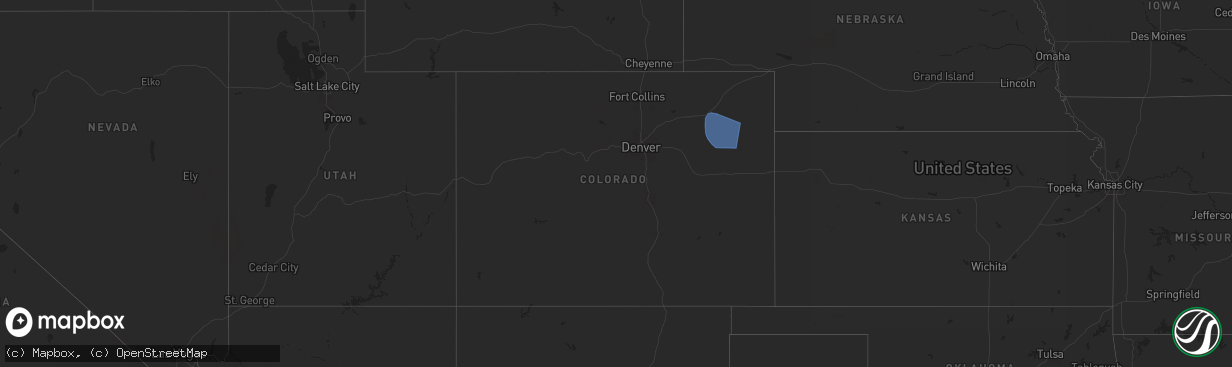 Hail map in Colorado on June 16, 2024