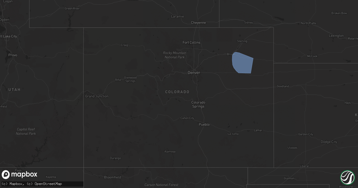 Hail map in Colorado on June 16, 2024
