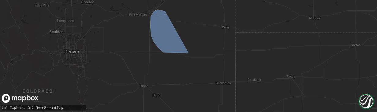 Hail map in Cope, CO on June 16, 2024