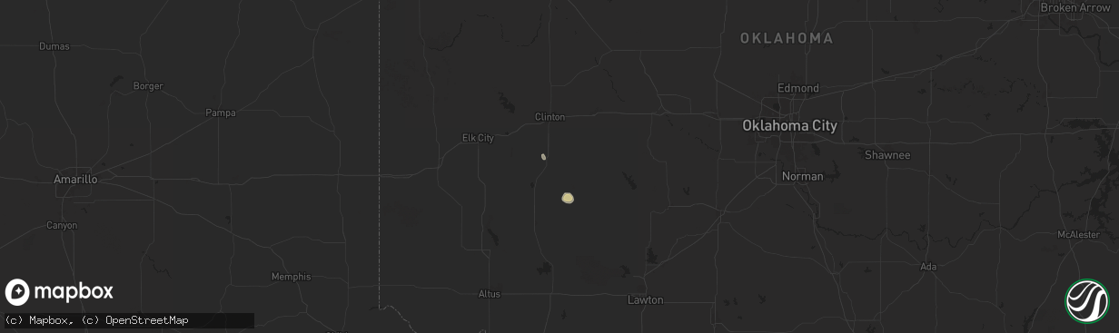 Hail map in Cordell, OK on June 16, 2024