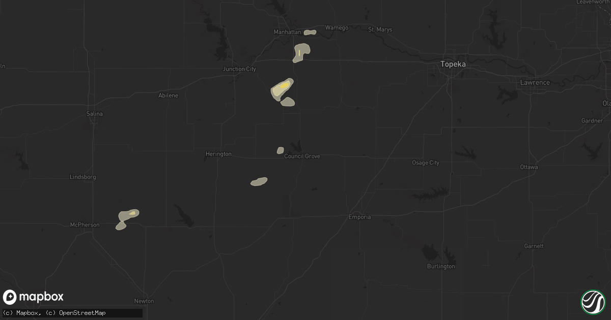 Hail map in Council Grove, KS on June 16, 2024