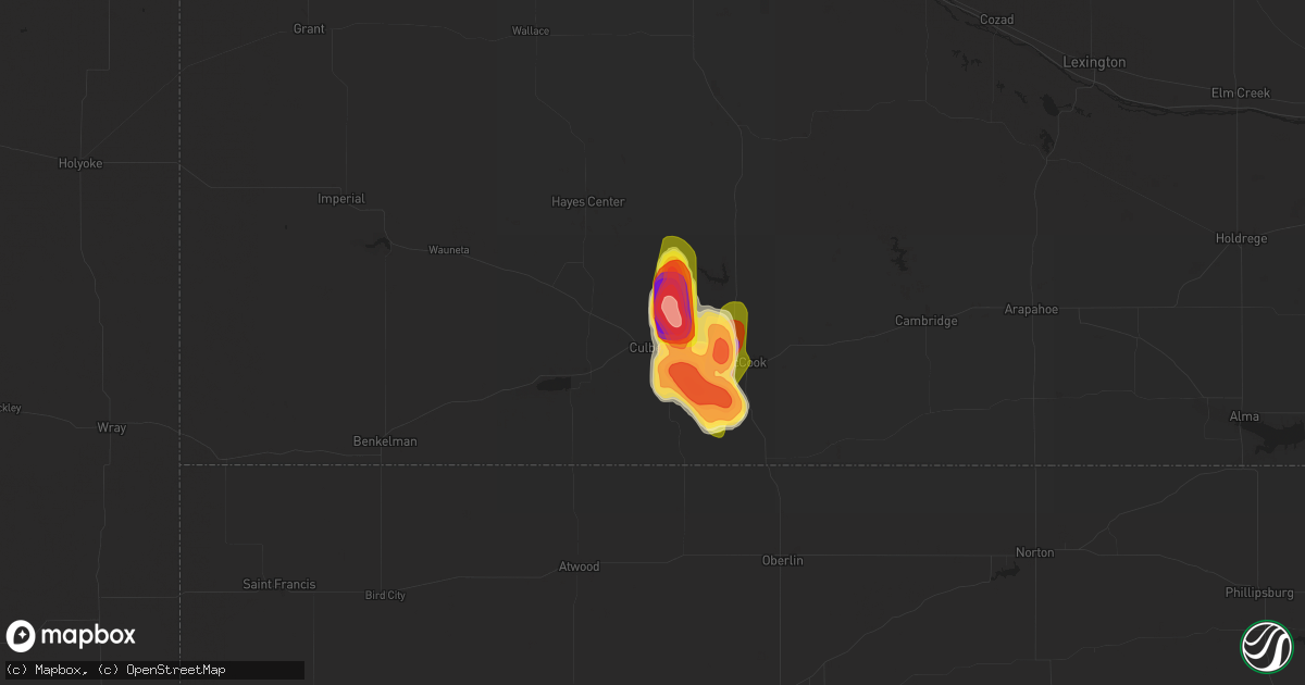 Hail map in Culbertson, NE on June 16, 2024