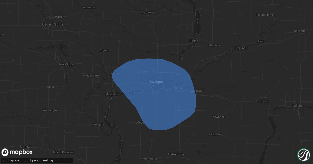 Hail map in Davenport, IA on June 16, 2024