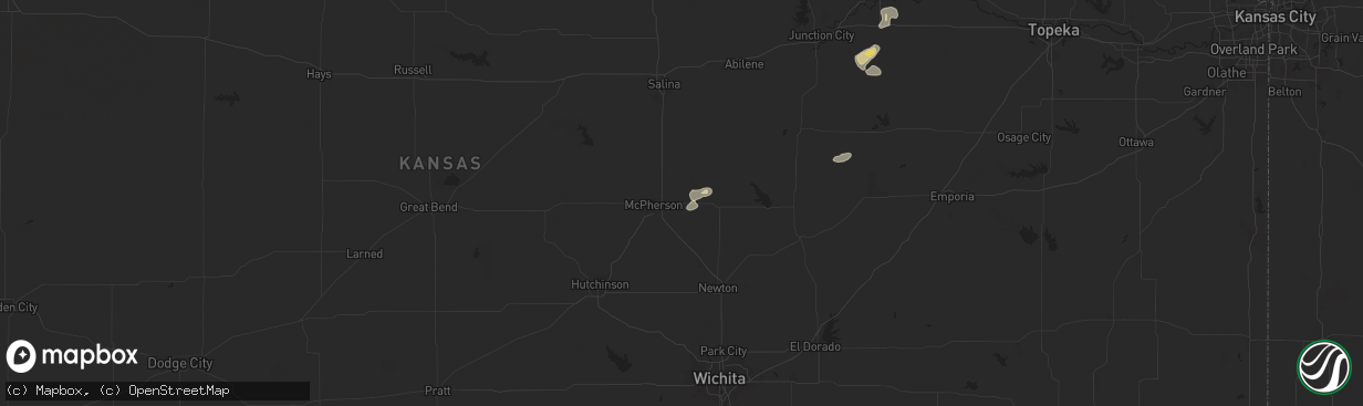 Hail map in Galva, KS on June 16, 2024