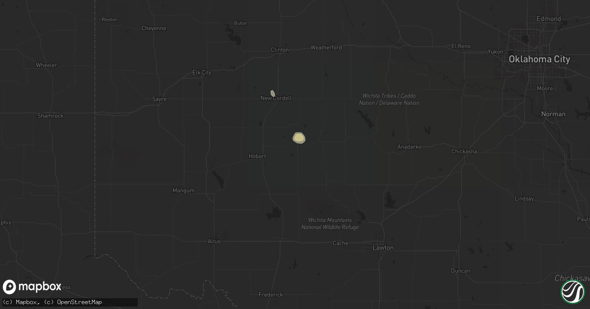 Hail map in Gotebo, OK on June 16, 2024