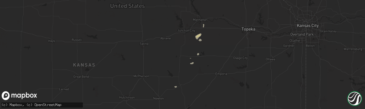 Hail map in Herington, KS on June 16, 2024