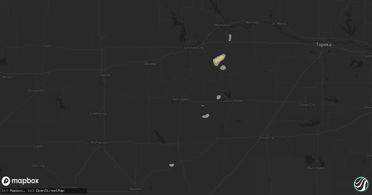 Hail map in Herington, KS on June 16, 2024