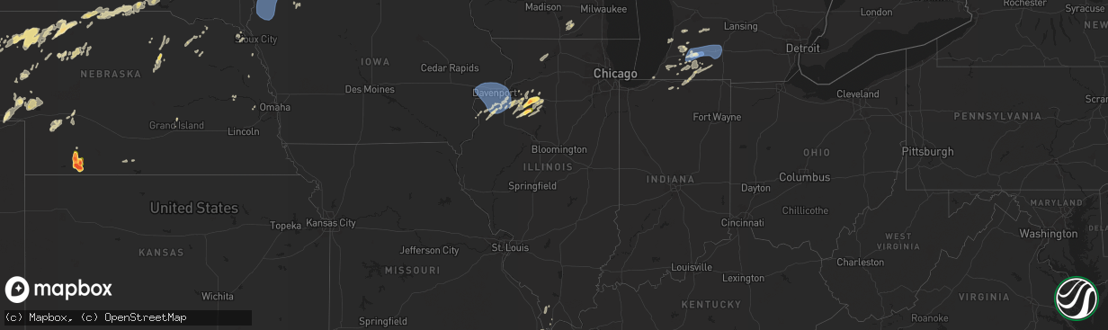 Hail map in Illinois on June 16, 2024