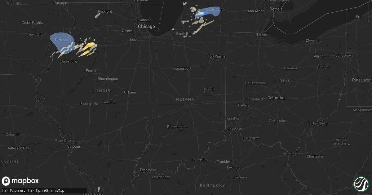 Hail map in Indiana on June 16, 2024