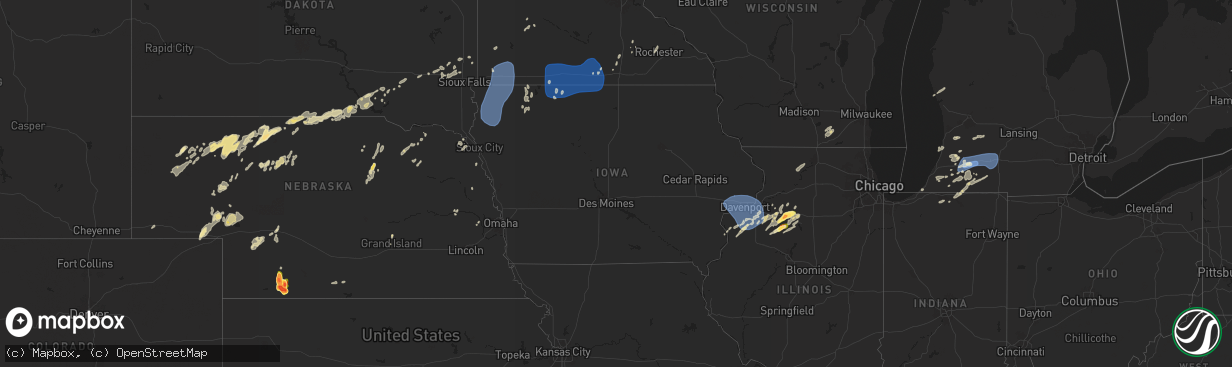 Hail map in Iowa on June 16, 2024