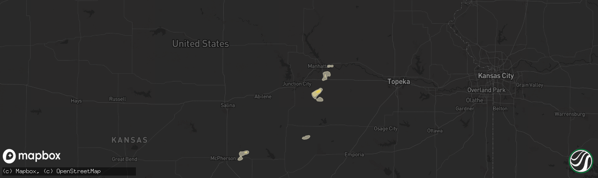 Hail map in Junction City, KS on June 16, 2024