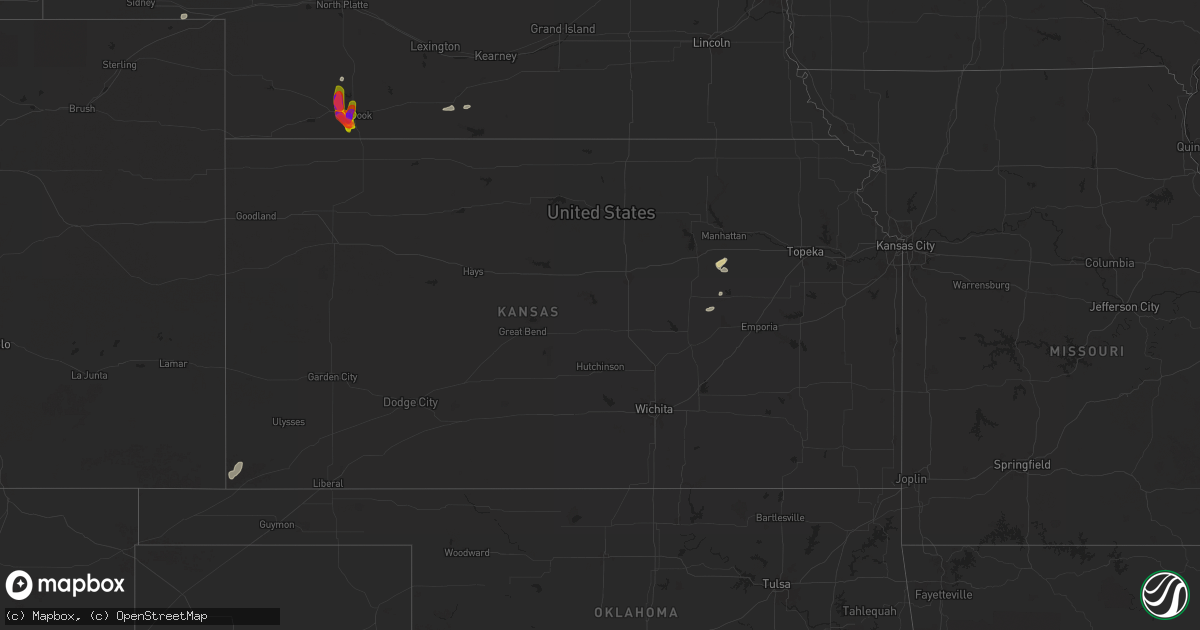 Hail map in Kansas on June 16, 2024
