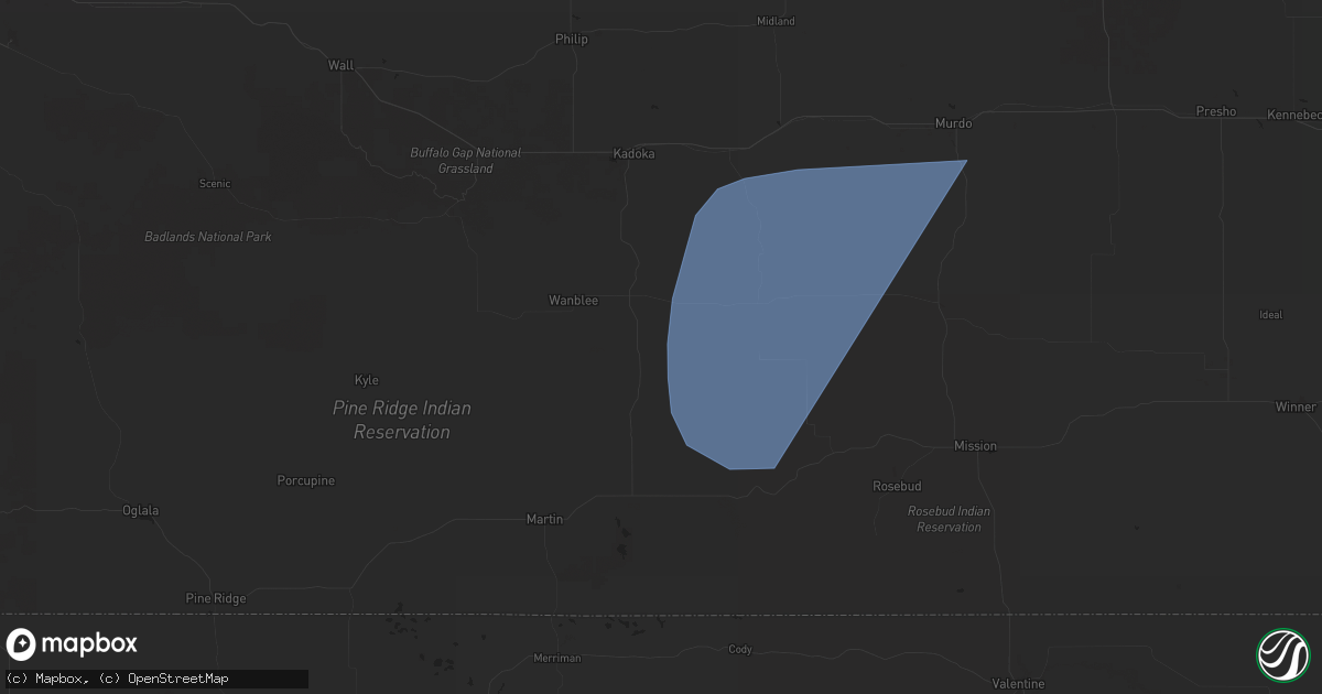 Hail map in Long Valley, SD on June 16, 2024