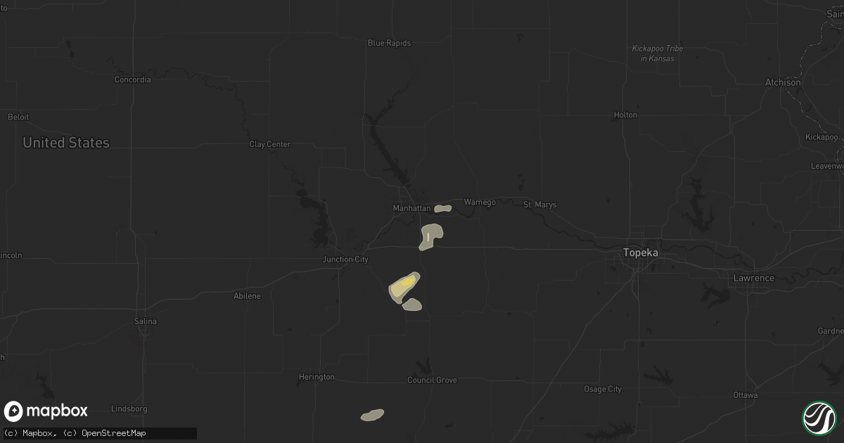 Hail map in Manhattan, KS on June 16, 2024