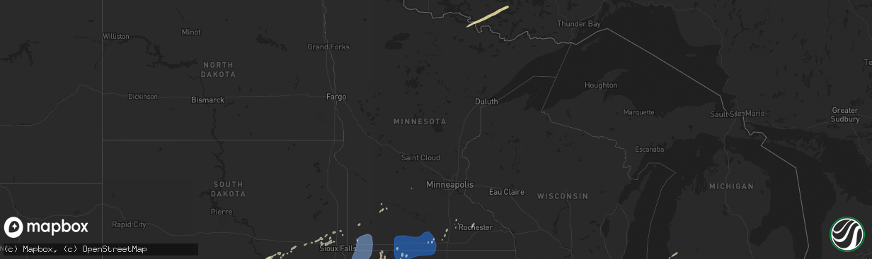 Hail map in Minnesota on June 16, 2024