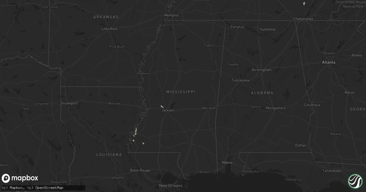 Hail map in Mississippi on June 16, 2024