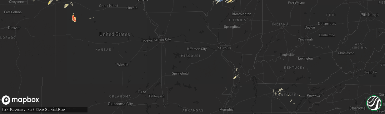 Hail map in Missouri on June 16, 2024