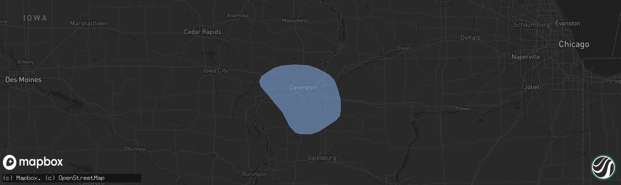 Hail map in Moline, IL on June 16, 2024