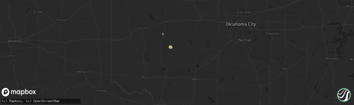 Hail map in Mountain View, OK on June 16, 2024