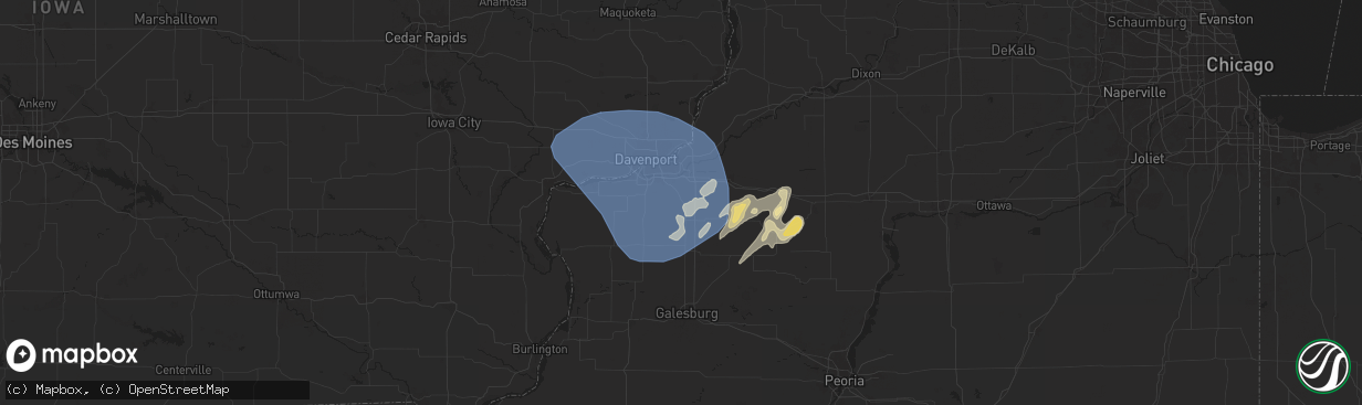 Hail map in Orion, IL on June 16, 2024