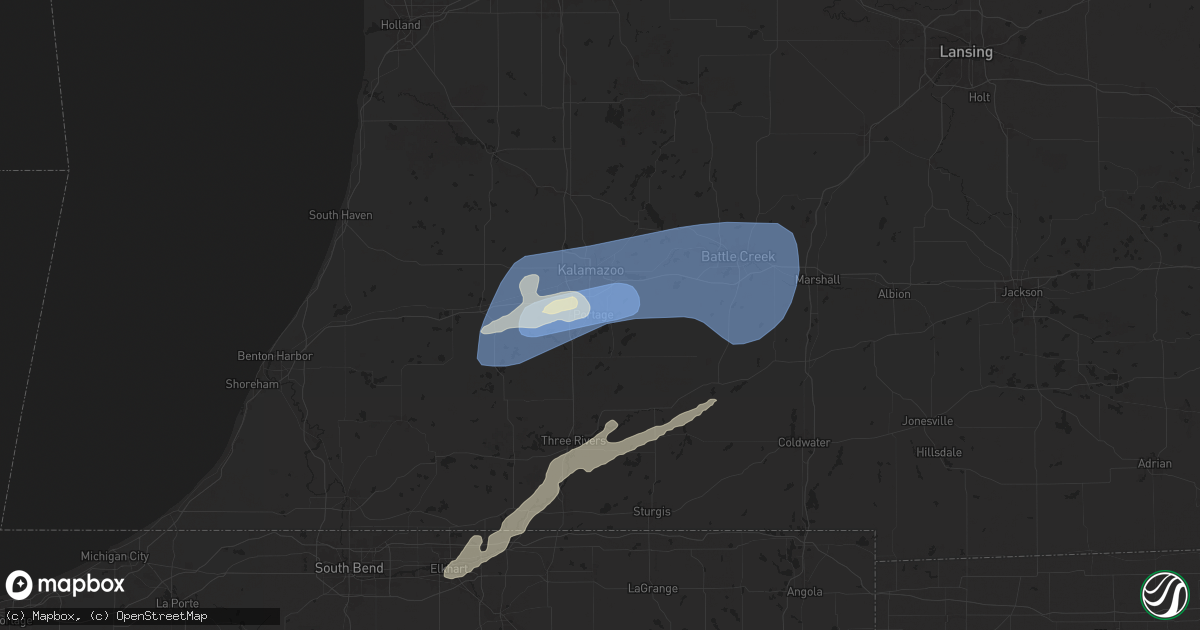 Hail map in Portage, MI on June 16, 2024