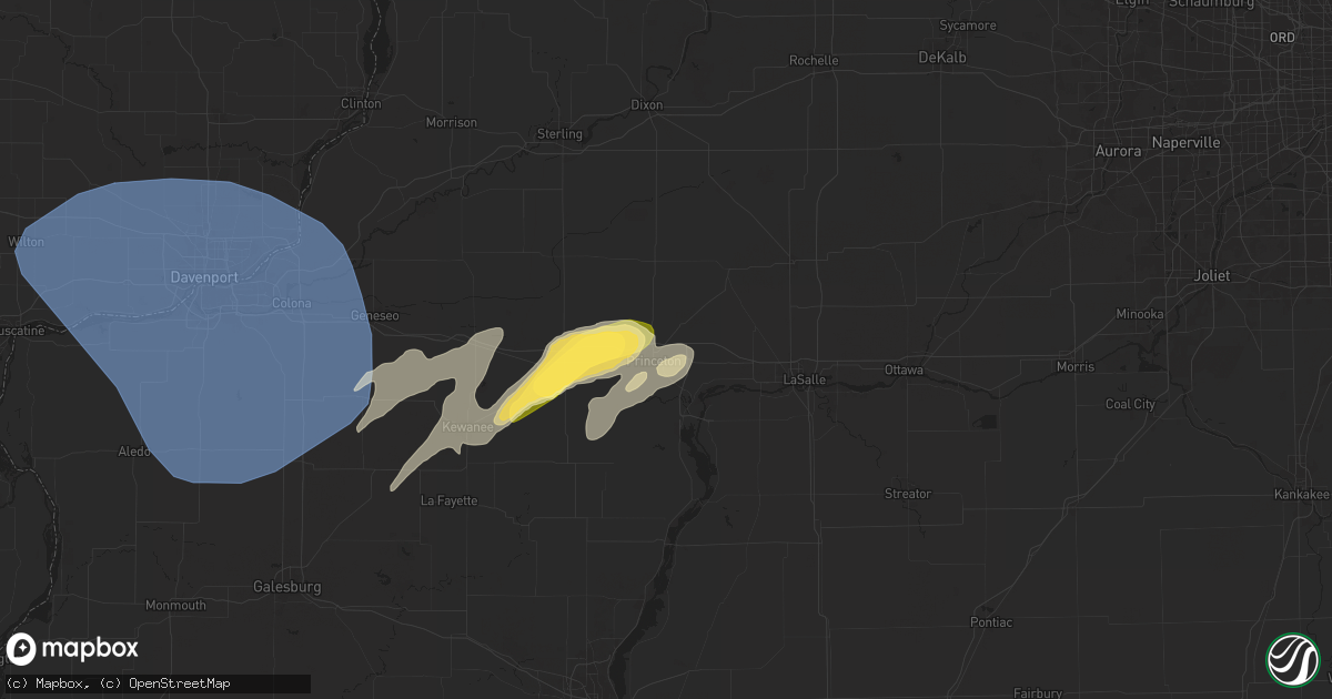 Hail map in Princeton, IL on June 16, 2024