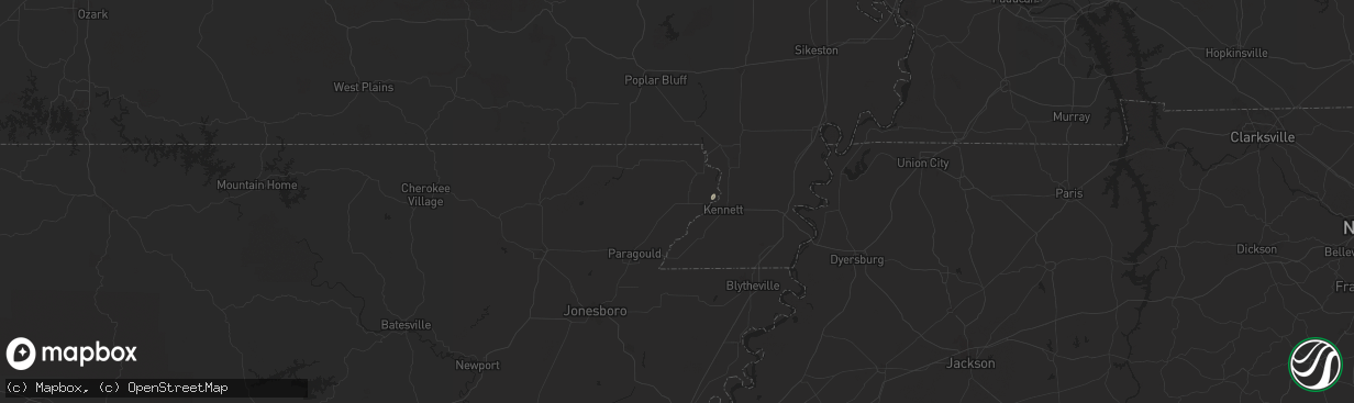 Hail map in Rector, AR on June 16, 2024