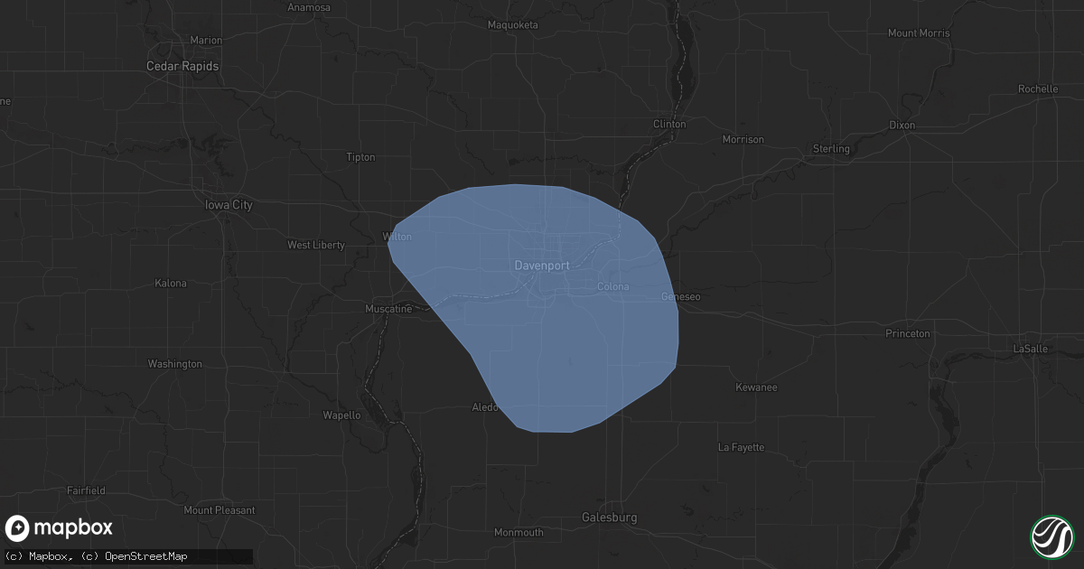 Hail map in Rock Island, IL on June 16, 2024