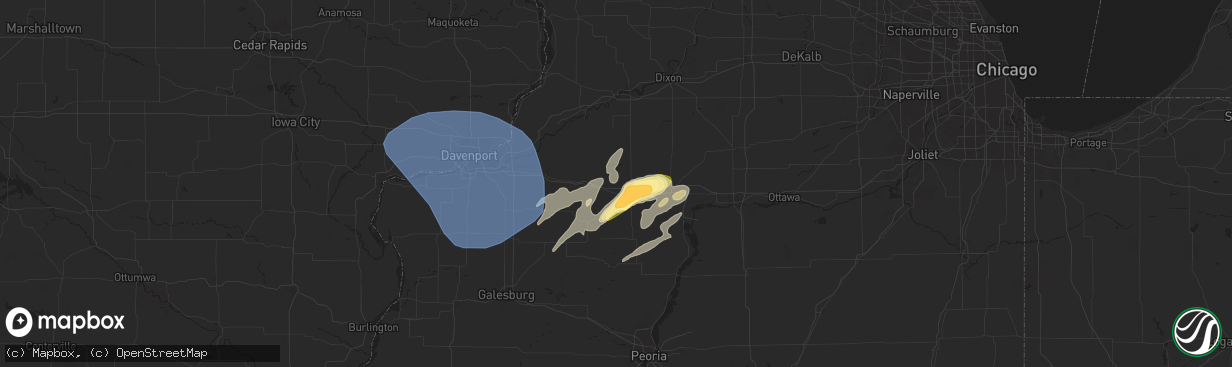 Hail map in Sheffield, IL on June 16, 2024