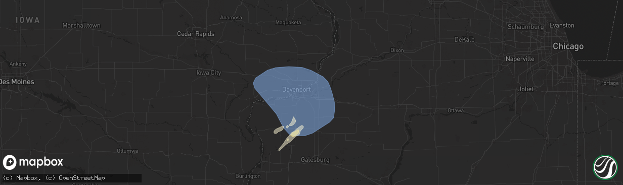 Hail map in Silvis, IL on June 16, 2024