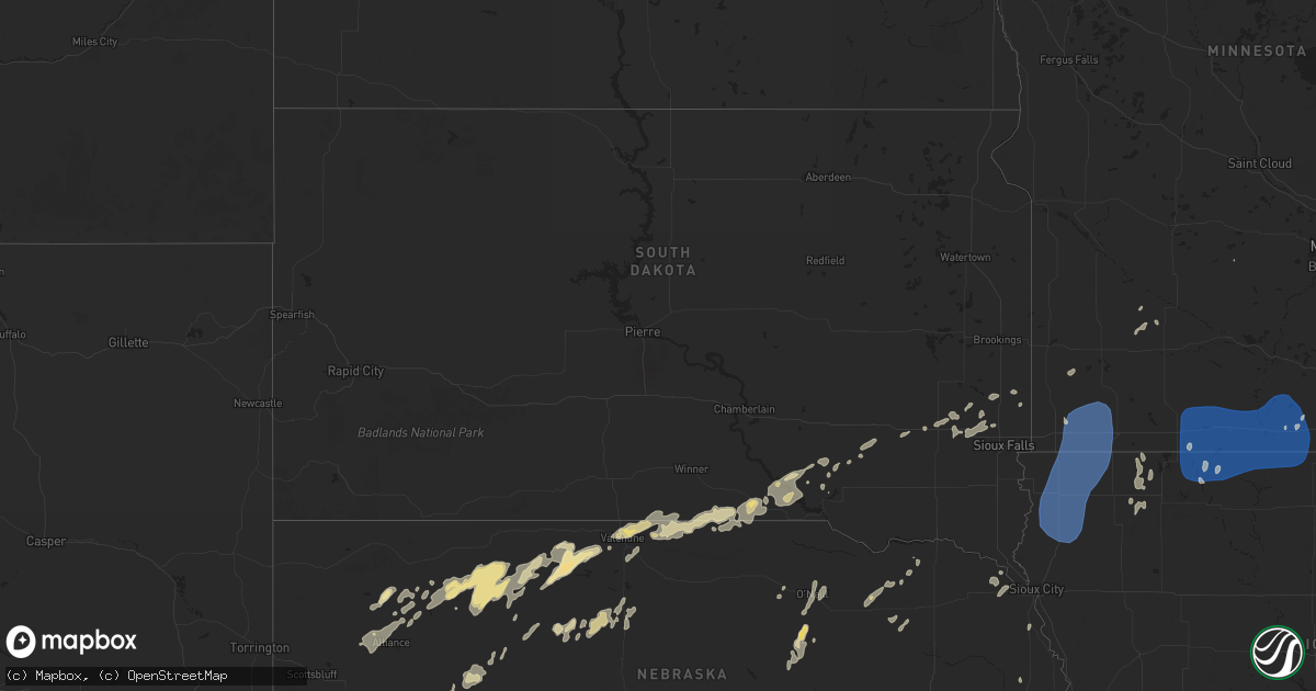 Hail map in South Dakota on June 16, 2024