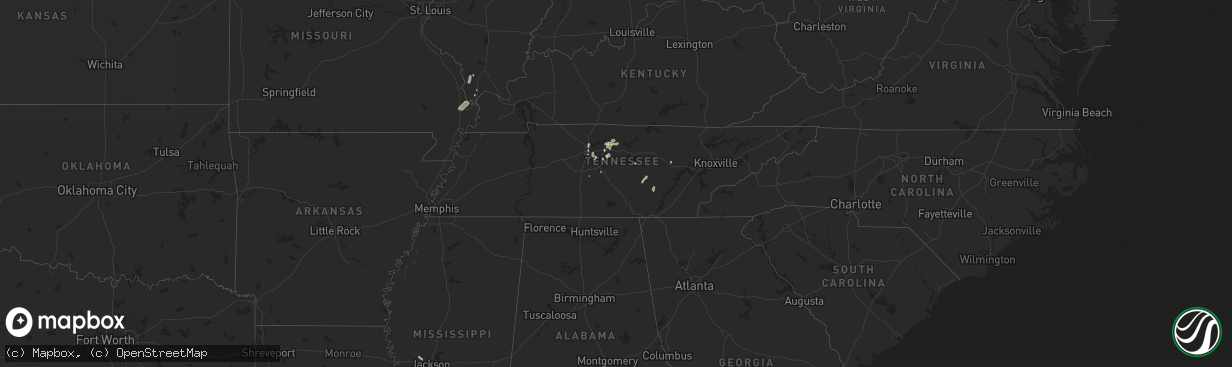 Hail map in Tennessee on June 16, 2024