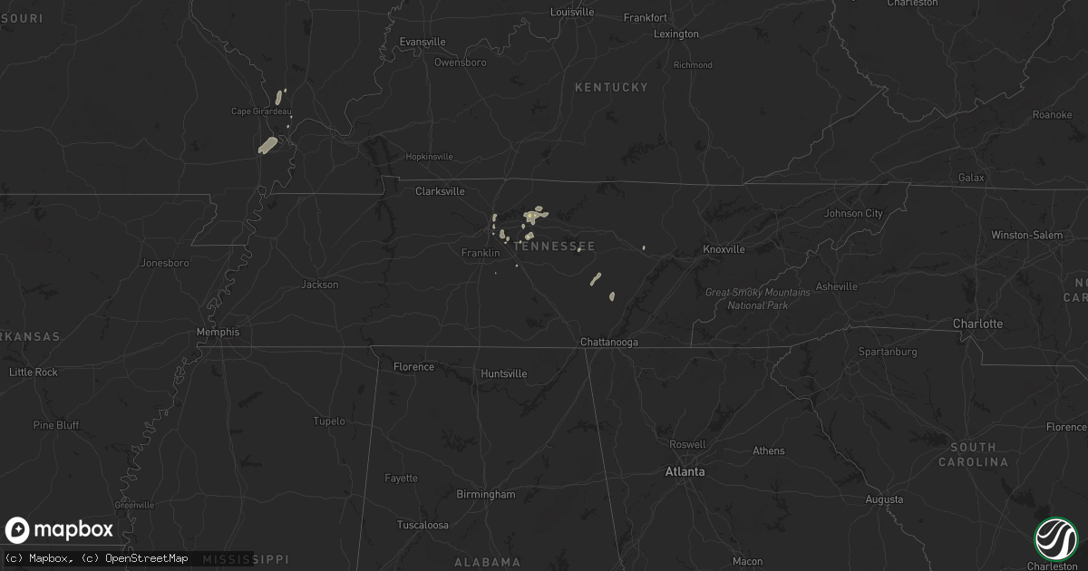 Hail map in Tennessee on June 16, 2024