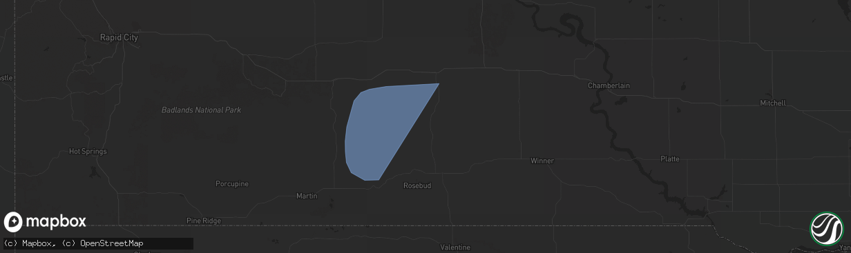 Hail map in White River, SD on June 16, 2024