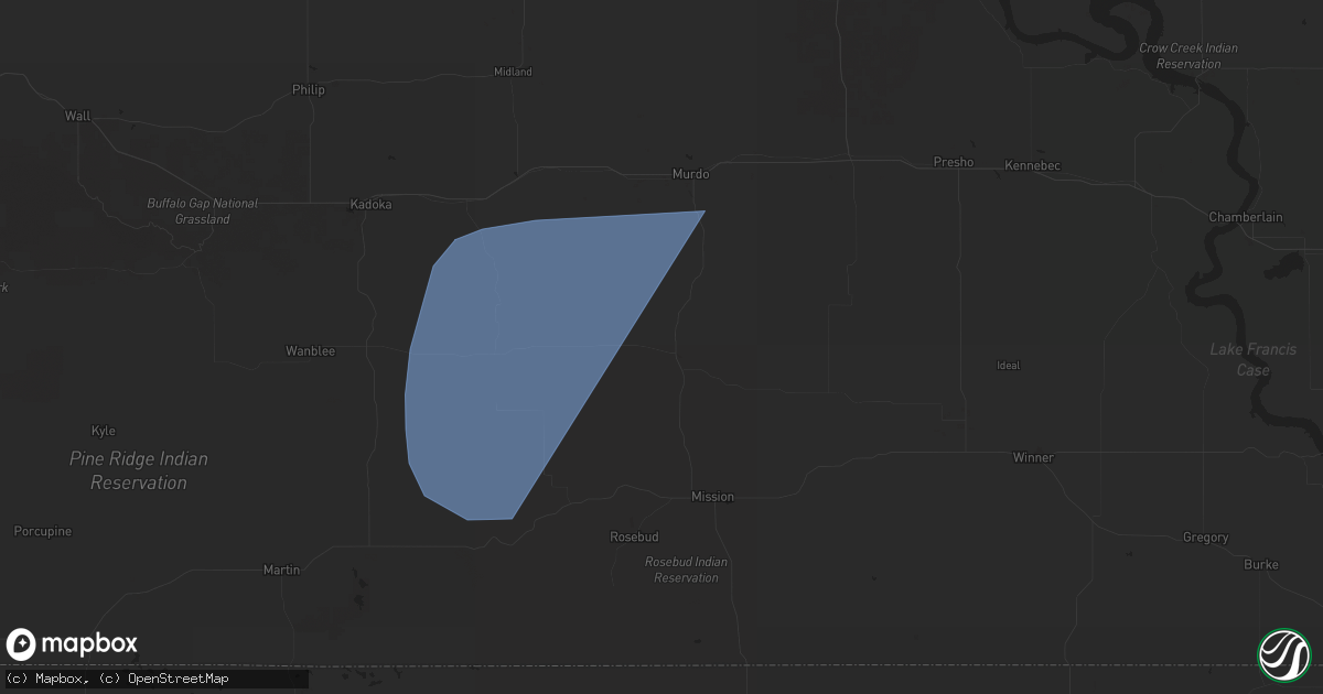 Hail map in White River, SD on June 16, 2024