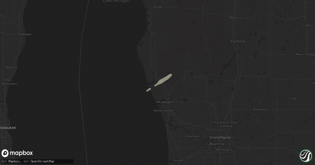 Hail map in Whitehall, MI on June 16, 2024