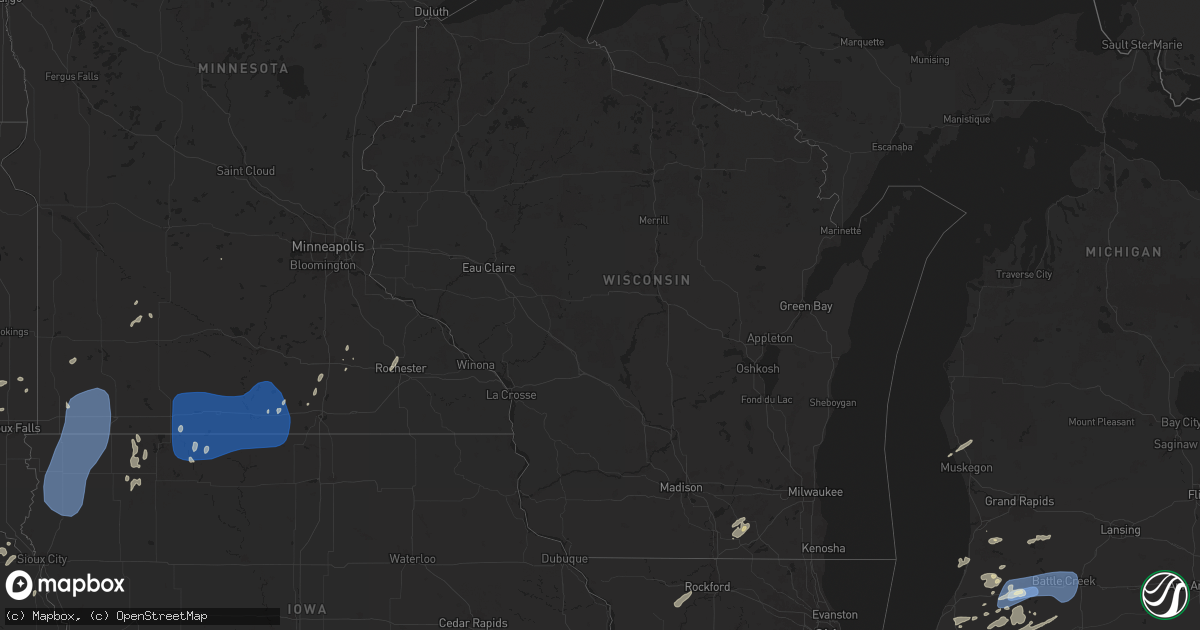 Hail map in Wisconsin on June 16, 2024