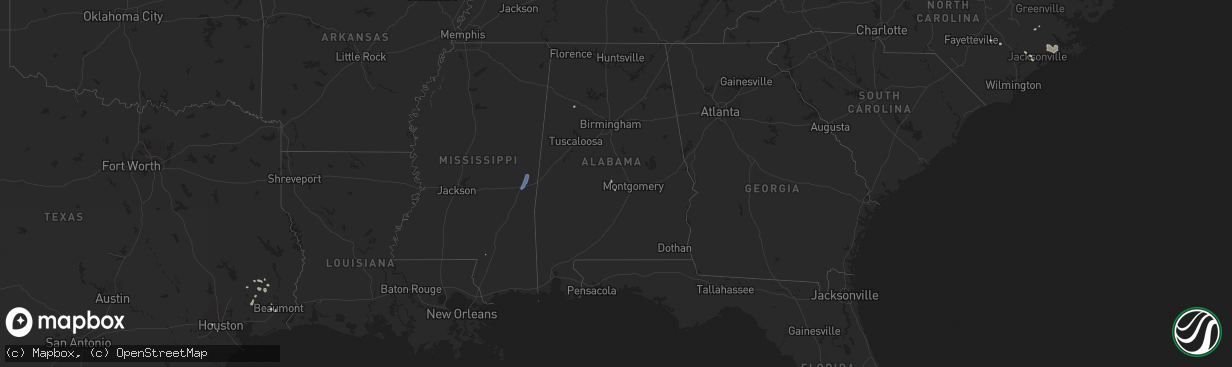 Hail map in Alabama on June 16, 2025