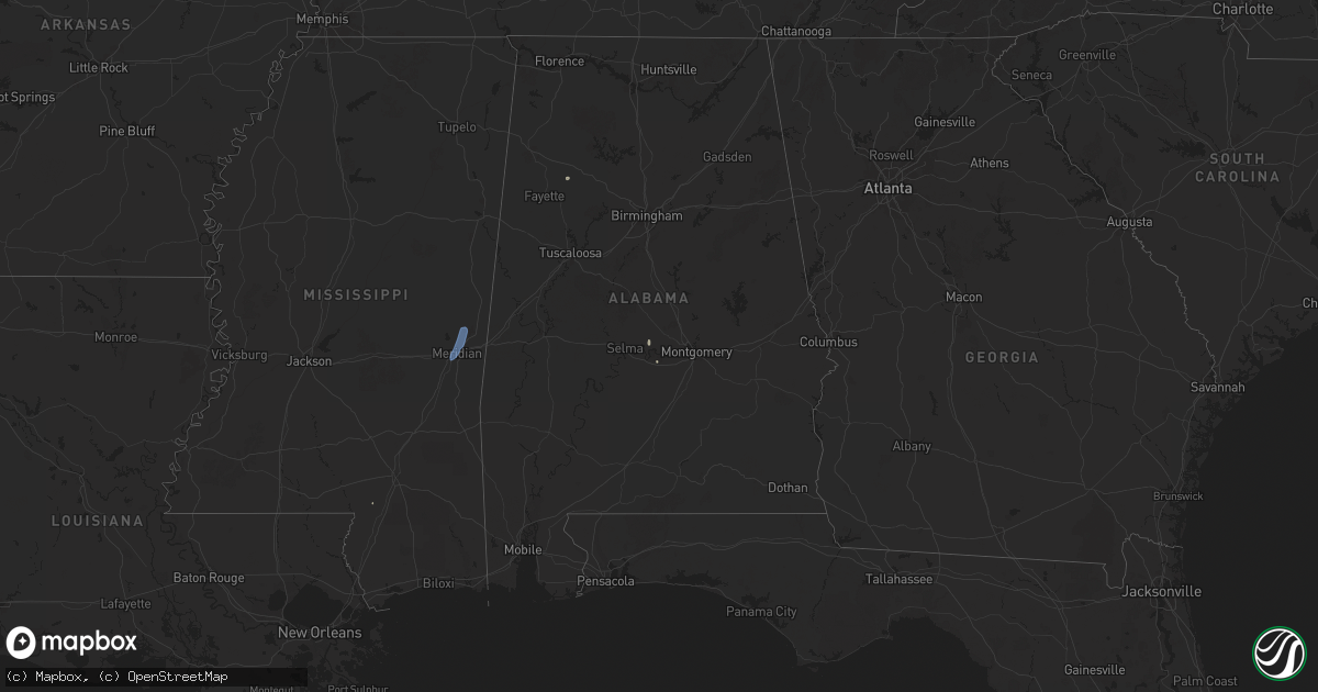 Hail map in Alabama on June 16, 2025